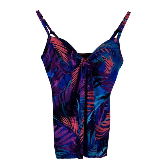 Miraclesuit NWT Marina Tankini Top Framboise Pink Palm Size 8 Underwire Bra - Picture 3 of 10